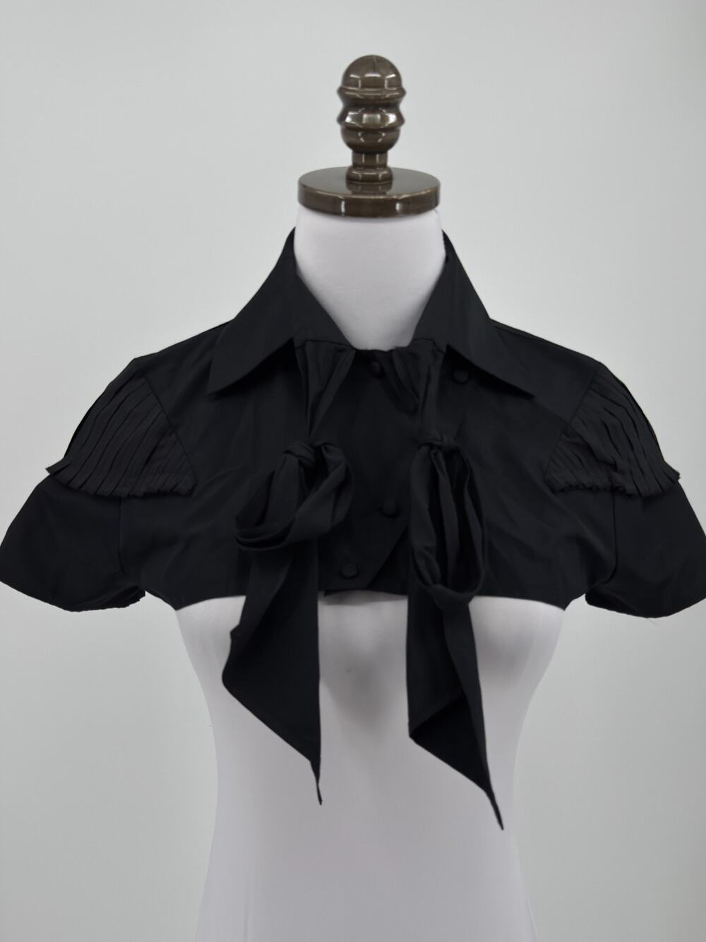 Vintage La Perla Black Label Tie Collared Cropped Bolero Shrug Blouse Sz S